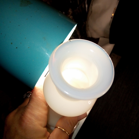 Rare Vintage Milk Glass Oil Lamp Group - Picture 6 of 12